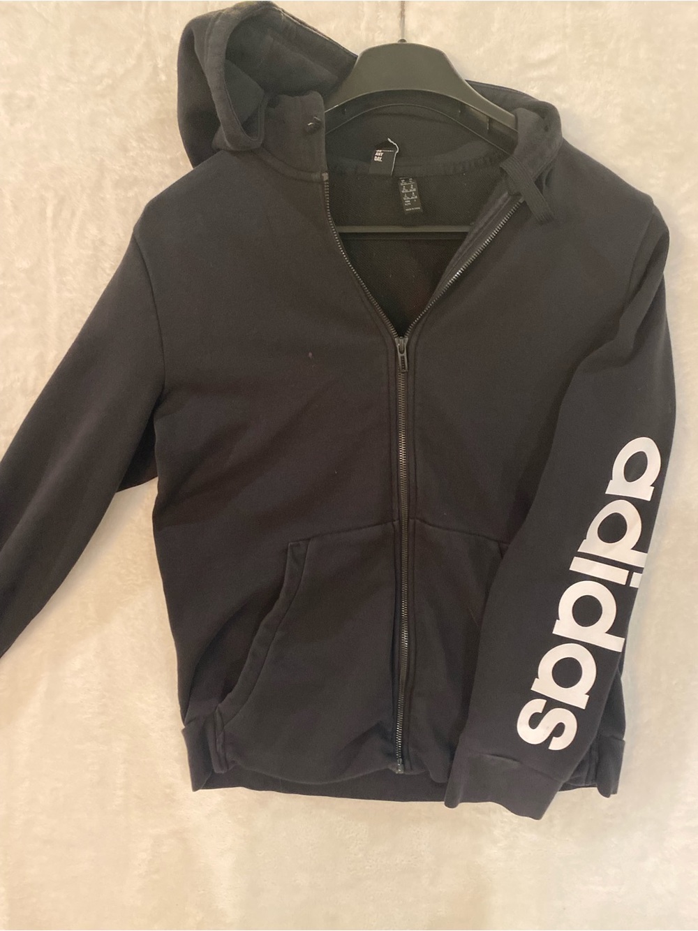 adidas Black Zip Hoodie with Branded Tag
